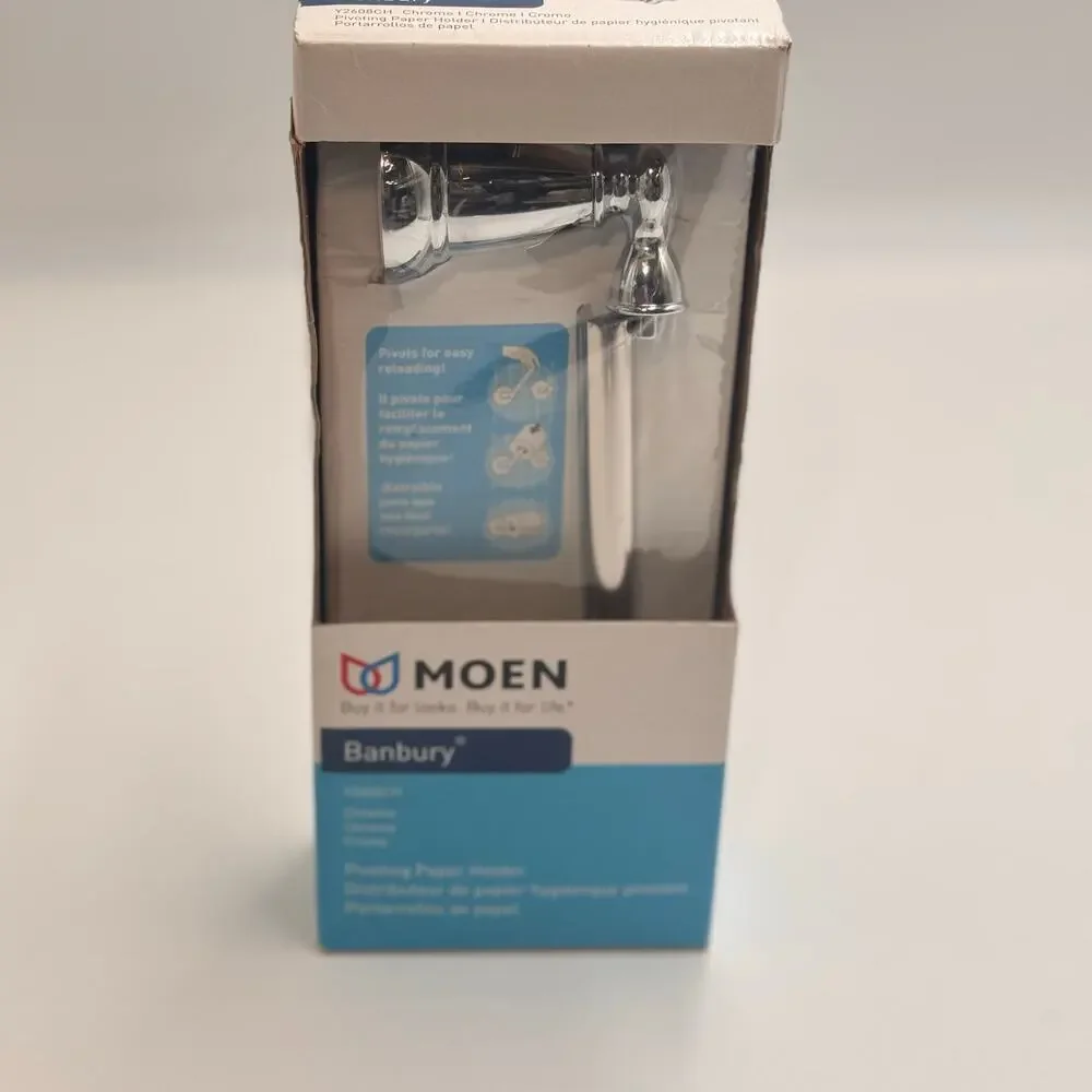 Moen Banbury Chrome Toilet Paper Holder Wall Mount Bathroom Hardware New